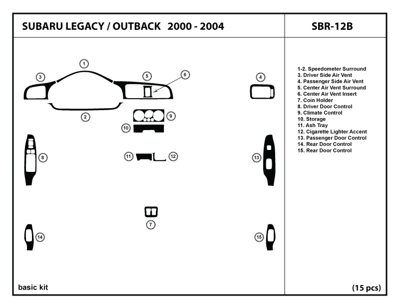 Dash Kit Trim For Subaru Legacy Outback 2000