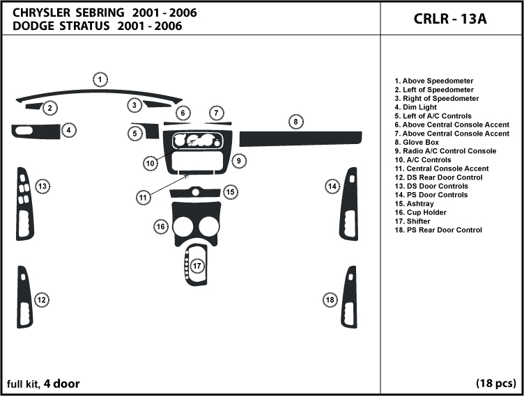 Chrysler Sebring 01 06 Wood Dash Kit Trim Chrome Parts Tuning Dashboard