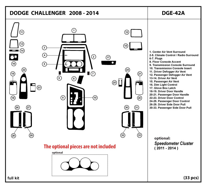 Details About Dash Trim Kit Set For Dodge Challenger 2008 2014 Interior Overlay Dashboard