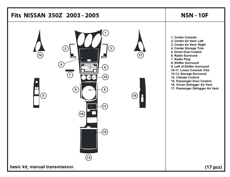 Details About Real Carbon Fiber Dash Kit 350z 03 05 Manual Trans Interior Trim Accessories